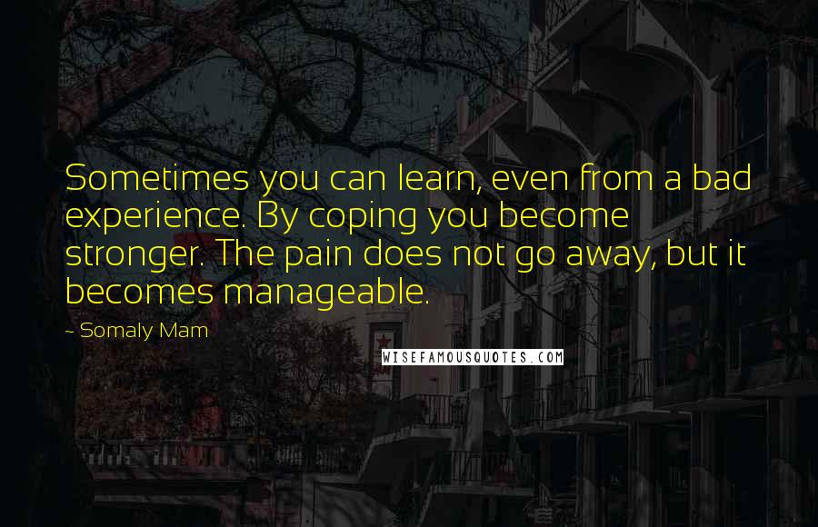 Somaly Mam Quotes: Sometimes you can learn, even from a bad experience. By coping you become stronger. The pain does not go away, but it becomes manageable.