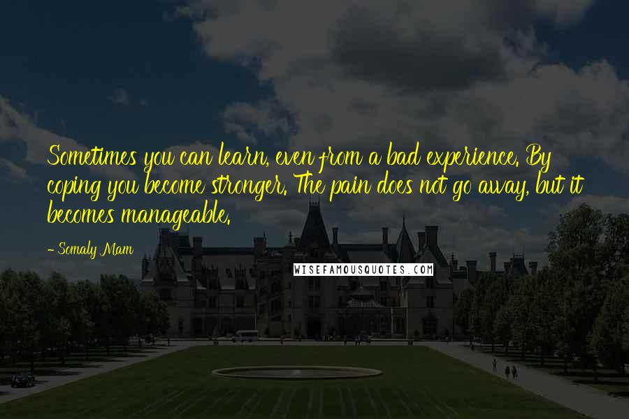 Somaly Mam Quotes: Sometimes you can learn, even from a bad experience. By coping you become stronger. The pain does not go away, but it becomes manageable.