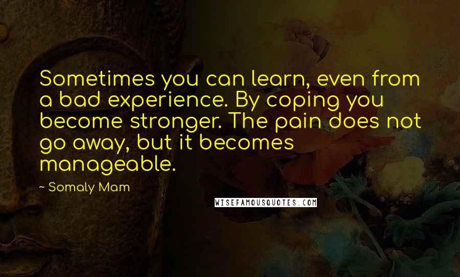 Somaly Mam Quotes: Sometimes you can learn, even from a bad experience. By coping you become stronger. The pain does not go away, but it becomes manageable.