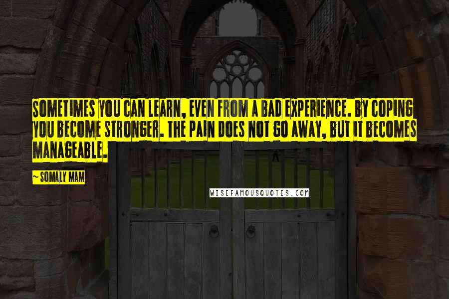 Somaly Mam Quotes: Sometimes you can learn, even from a bad experience. By coping you become stronger. The pain does not go away, but it becomes manageable.