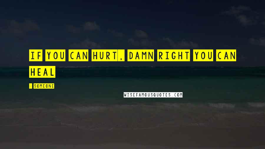 Someone Quotes: If you can hurt, damn right you can heal