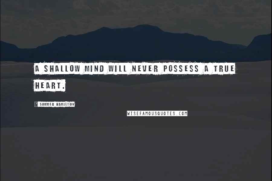 Sommer Hamilton Quotes: A shallow mind will never possess a true heart.