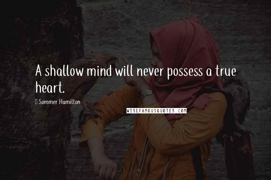 Sommer Hamilton Quotes: A shallow mind will never possess a true heart.