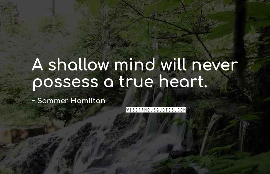 Sommer Hamilton Quotes: A shallow mind will never possess a true heart.