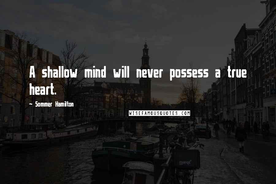 Sommer Hamilton Quotes: A shallow mind will never possess a true heart.