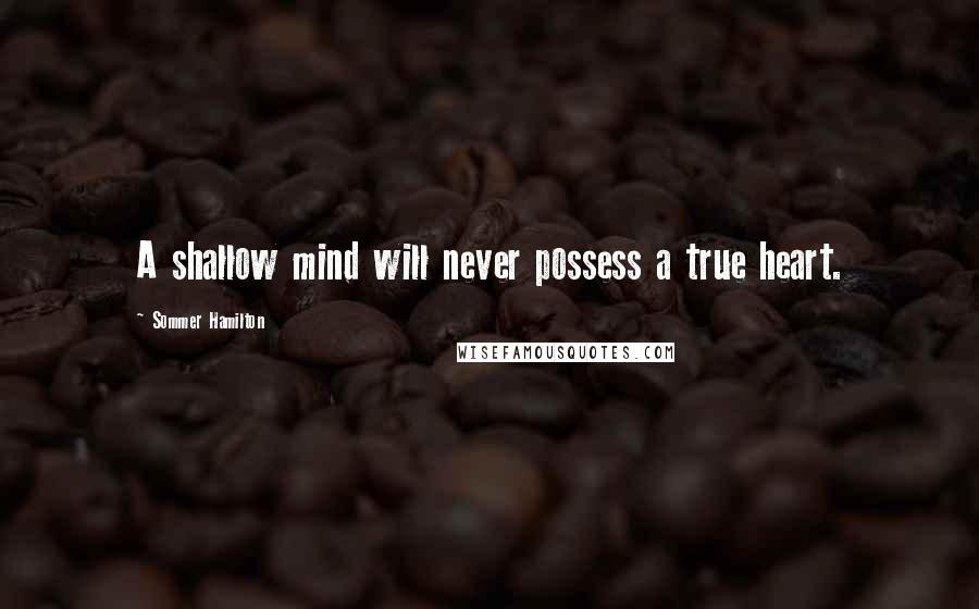 Sommer Hamilton Quotes: A shallow mind will never possess a true heart.