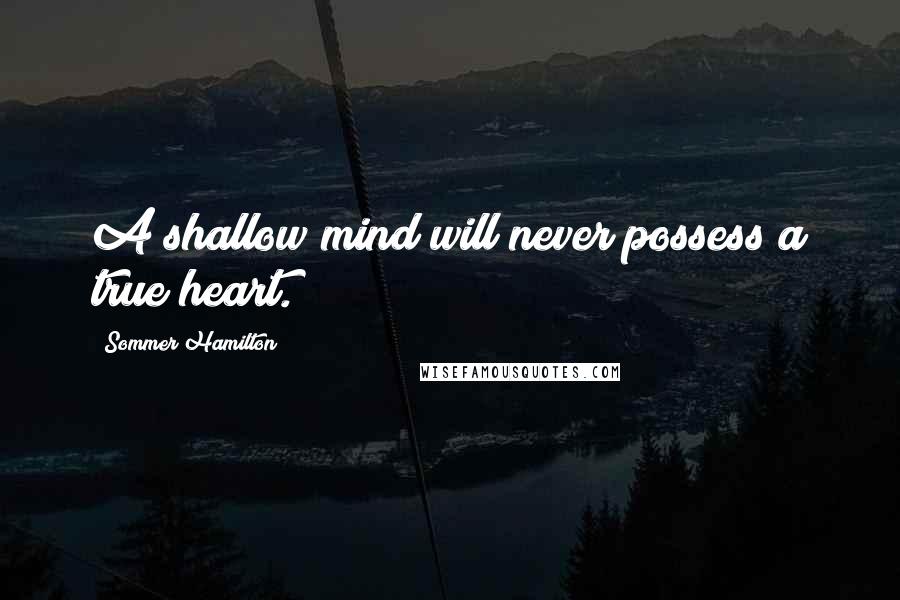 Sommer Hamilton Quotes: A shallow mind will never possess a true heart.