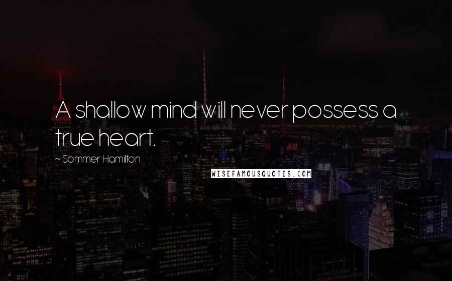 Sommer Hamilton Quotes: A shallow mind will never possess a true heart.