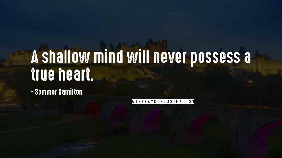 Sommer Hamilton Quotes: A shallow mind will never possess a true heart.