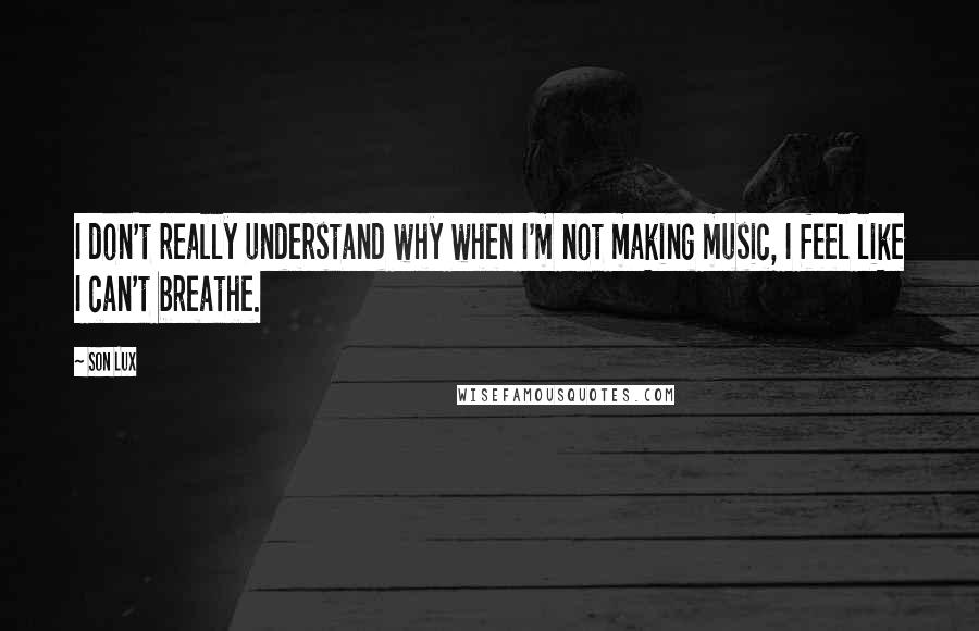 Son Lux Quotes: I don't really understand why when I'm not making music, I feel like I can't breathe.