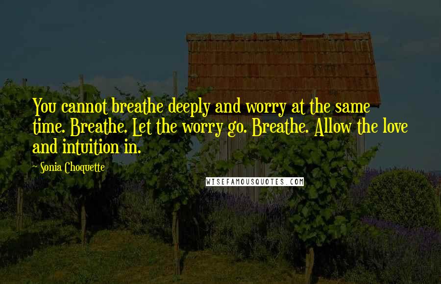 Sonia Choquette Quotes: You cannot breathe deeply and worry at the same time. Breathe. Let the worry go. Breathe. Allow the love and intuition in.