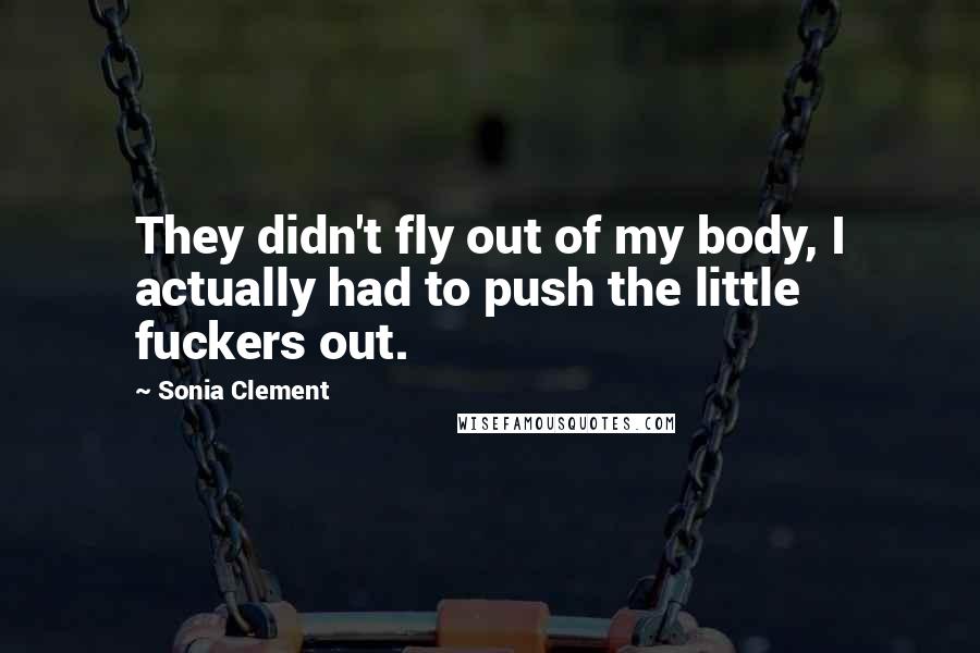 Sonia Clement Quotes: They didn't fly out of my body, I actually had to push the little fuckers out.