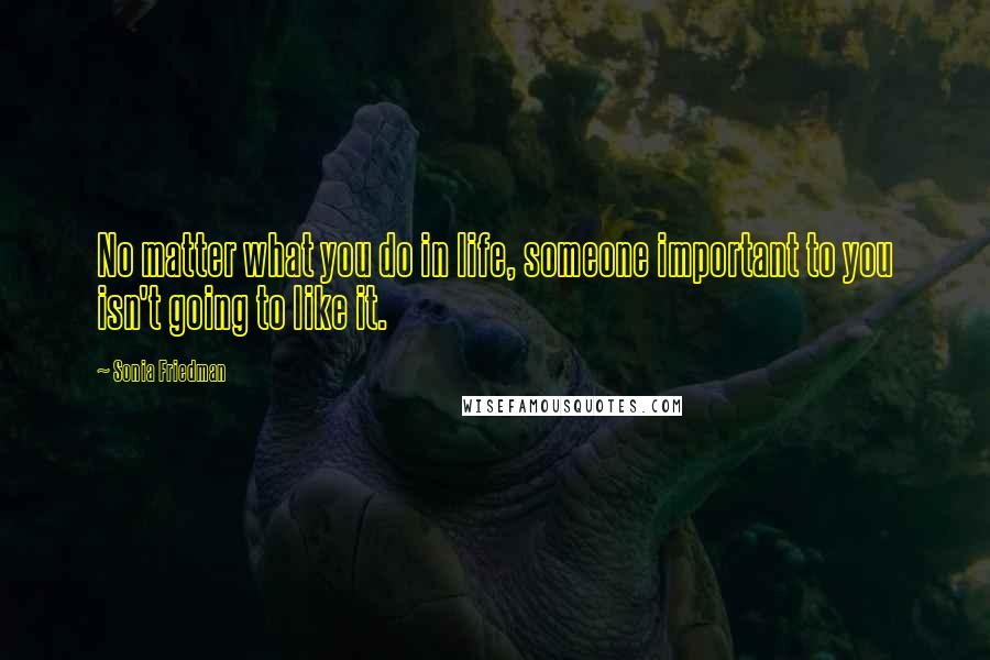 Sonia Friedman Quotes: No matter what you do in life, someone important to you isn't going to like it.