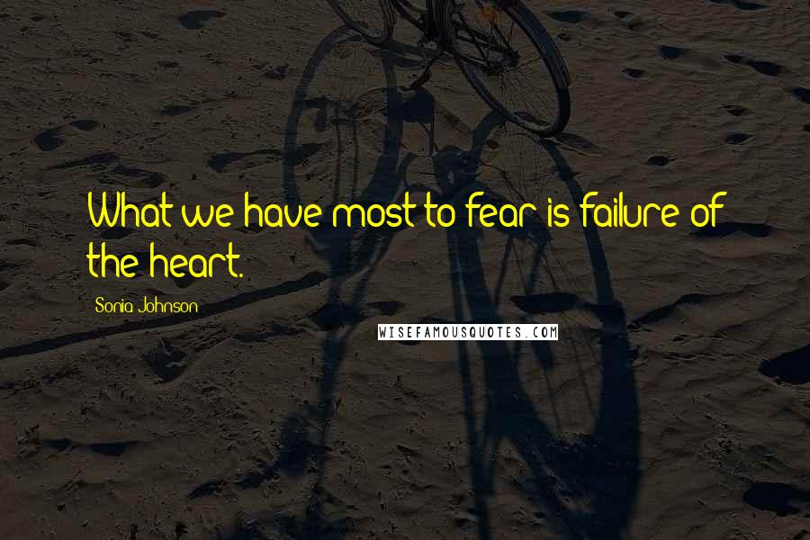 Sonia Johnson Quotes: What we have most to fear is failure of the heart.