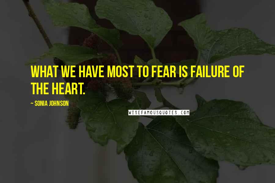 Sonia Johnson Quotes: What we have most to fear is failure of the heart.