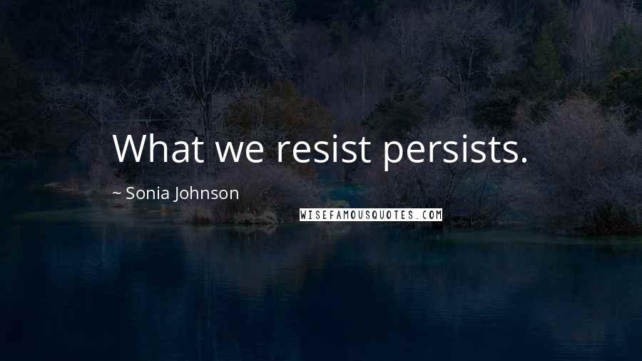 Sonia Johnson Quotes: What we resist persists.