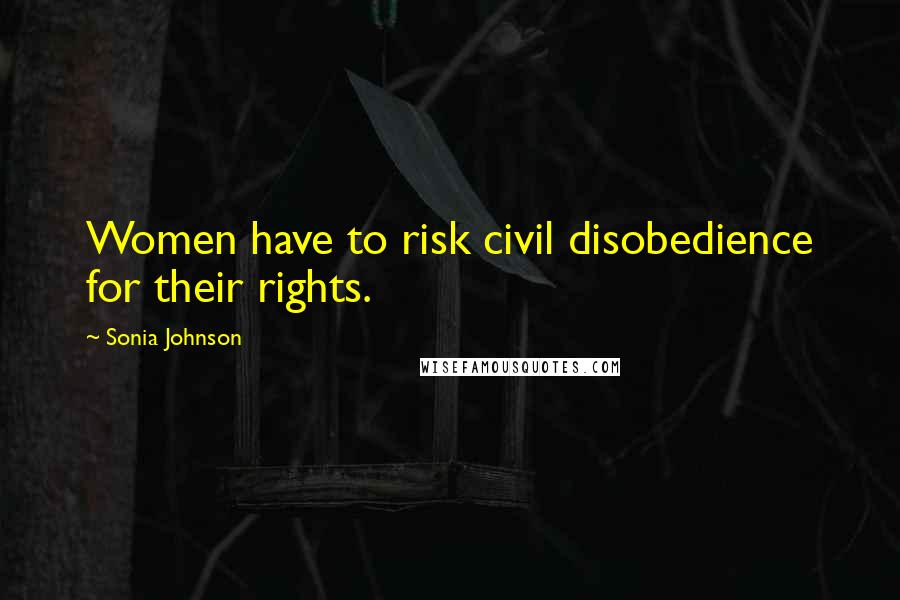 Sonia Johnson Quotes: Women have to risk civil disobedience for their rights.