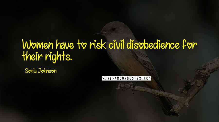 Sonia Johnson Quotes: Women have to risk civil disobedience for their rights.
