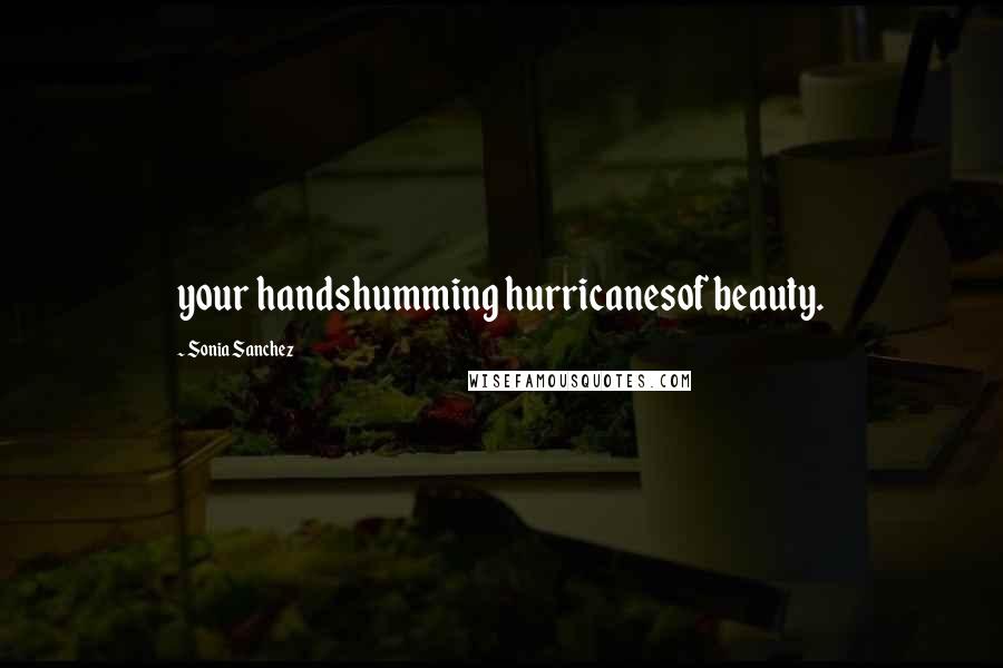 Sonia Sanchez Quotes: your handshumming hurricanesof beauty.