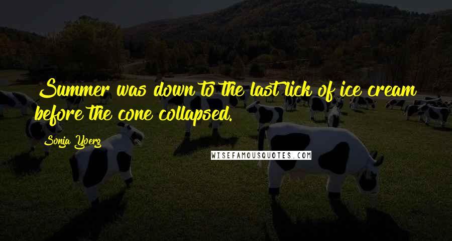 Sonja Yoerg Quotes: Summer was down to the last lick of ice cream before the cone collapsed.