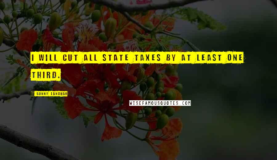 Sonny Landham Quotes: I will cut all state taxes by at least one third.