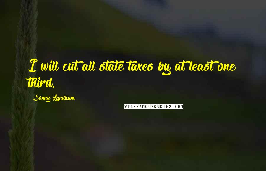 Sonny Landham Quotes: I will cut all state taxes by at least one third.