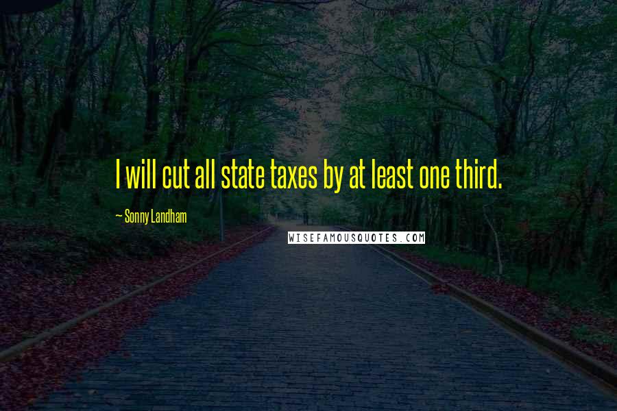Sonny Landham Quotes: I will cut all state taxes by at least one third.