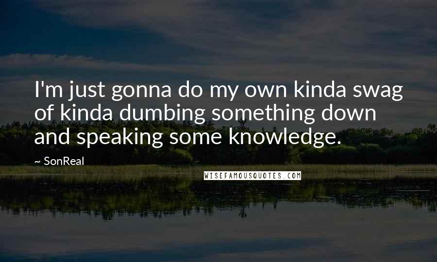 SonReal Quotes: I'm just gonna do my own kinda swag of kinda dumbing something down and speaking some knowledge.