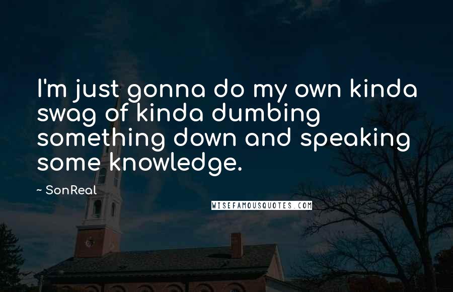 SonReal Quotes: I'm just gonna do my own kinda swag of kinda dumbing something down and speaking some knowledge.