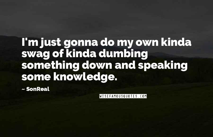 SonReal Quotes: I'm just gonna do my own kinda swag of kinda dumbing something down and speaking some knowledge.