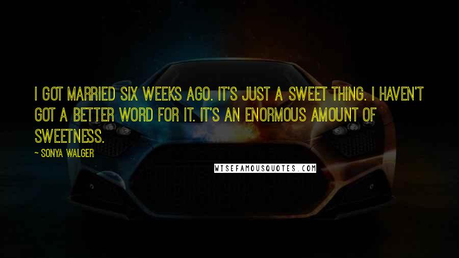 Sonya Walger Quotes: I got married six weeks ago. It's just a sweet thing. I haven't got a better word for it. It's an enormous amount of sweetness.