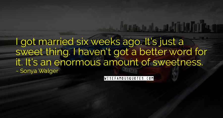 Sonya Walger Quotes: I got married six weeks ago. It's just a sweet thing. I haven't got a better word for it. It's an enormous amount of sweetness.