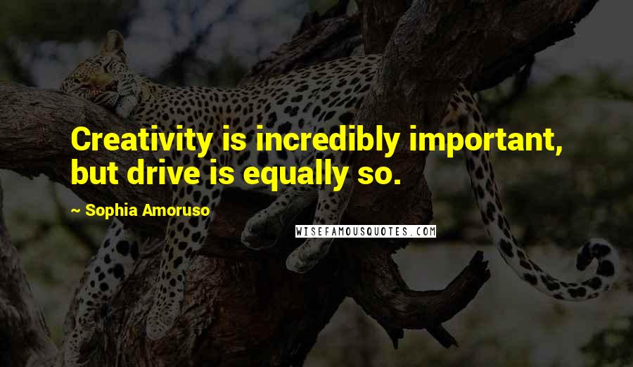 Sophia Amoruso Quotes: Creativity is incredibly important, but drive is equally so.