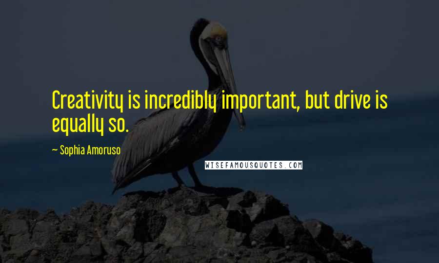 Sophia Amoruso Quotes: Creativity is incredibly important, but drive is equally so.