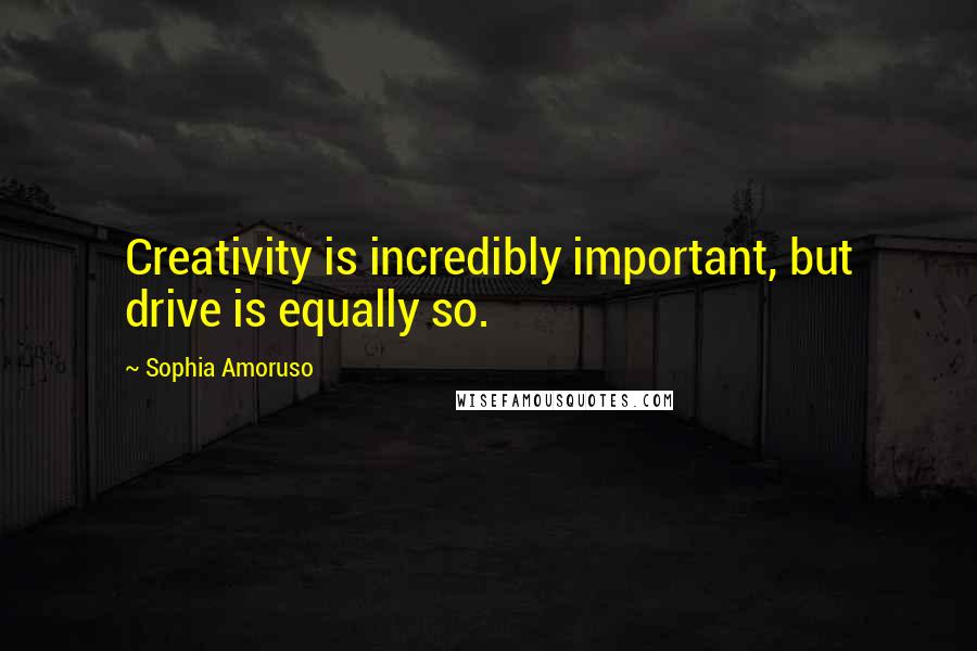 Sophia Amoruso Quotes: Creativity is incredibly important, but drive is equally so.