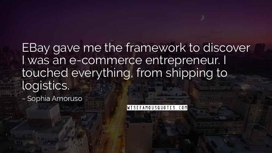 Sophia Amoruso Quotes: EBay gave me the framework to discover I was an e-commerce entrepreneur. I touched everything, from shipping to logistics.