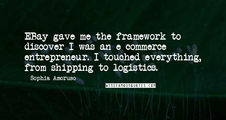 Sophia Amoruso Quotes: EBay gave me the framework to discover I was an e-commerce entrepreneur. I touched everything, from shipping to logistics.