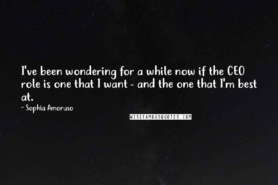 Sophia Amoruso Quotes: I've been wondering for a while now if the CEO role is one that I want - and the one that I'm best at.