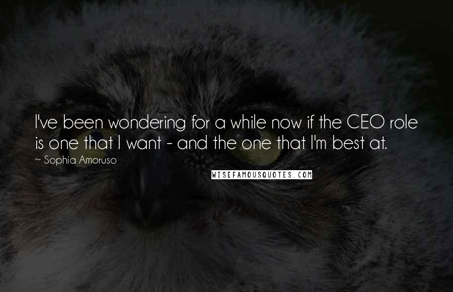 Sophia Amoruso Quotes: I've been wondering for a while now if the CEO role is one that I want - and the one that I'm best at.