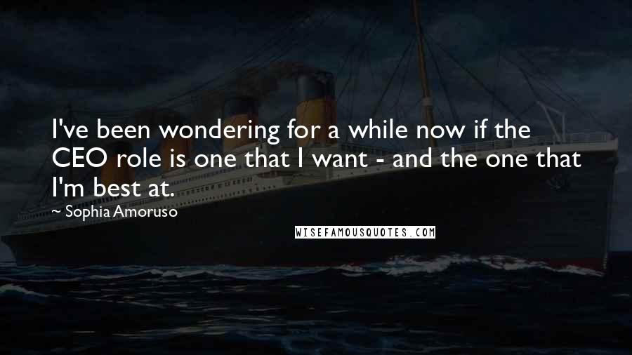 Sophia Amoruso Quotes: I've been wondering for a while now if the CEO role is one that I want - and the one that I'm best at.