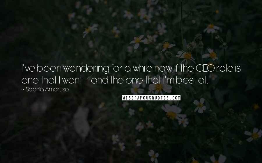 Sophia Amoruso Quotes: I've been wondering for a while now if the CEO role is one that I want - and the one that I'm best at.