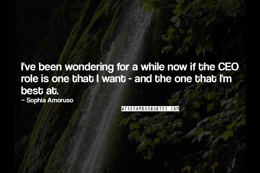 Sophia Amoruso Quotes: I've been wondering for a while now if the CEO role is one that I want - and the one that I'm best at.