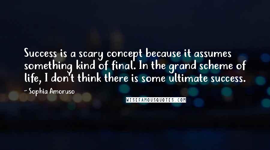 Sophia Amoruso Quotes: Success is a scary concept because it assumes something kind of final. In the grand scheme of life, I don't think there is some ultimate success.