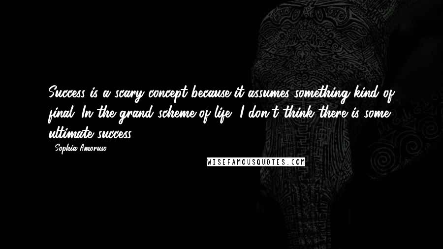 Sophia Amoruso Quotes: Success is a scary concept because it assumes something kind of final. In the grand scheme of life, I don't think there is some ultimate success.