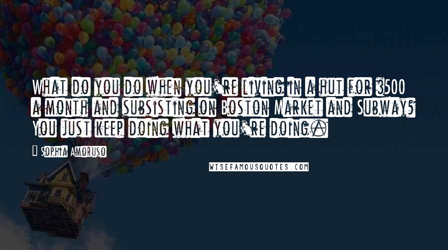 Sophia Amoruso Quotes: What do you do when you're living in a hut for $500 a month and subsisting on Boston Market and Subway? You just keep doing what you're doing.