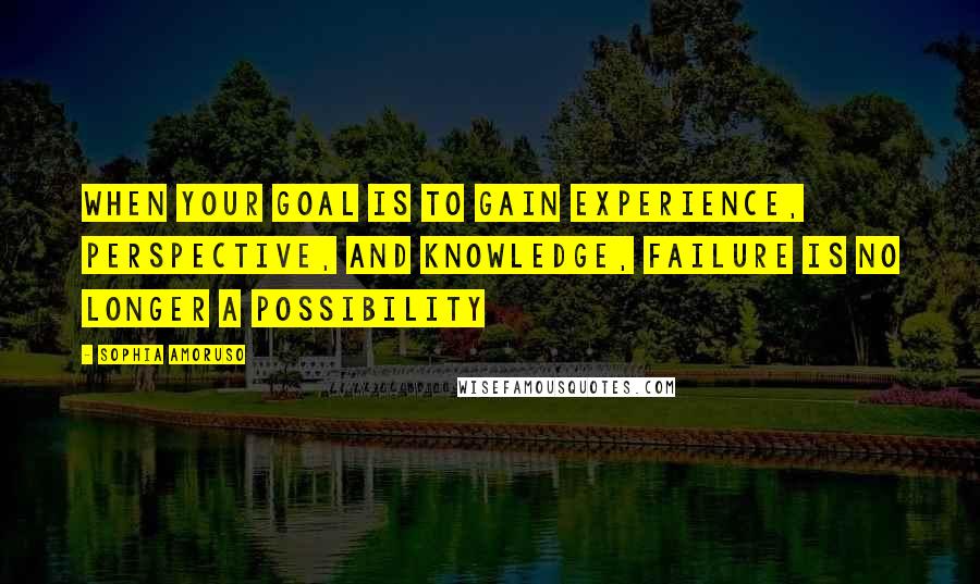 Sophia Amoruso Quotes: When your goal is to gain experience, perspective, and knowledge, failure is no longer a possibility