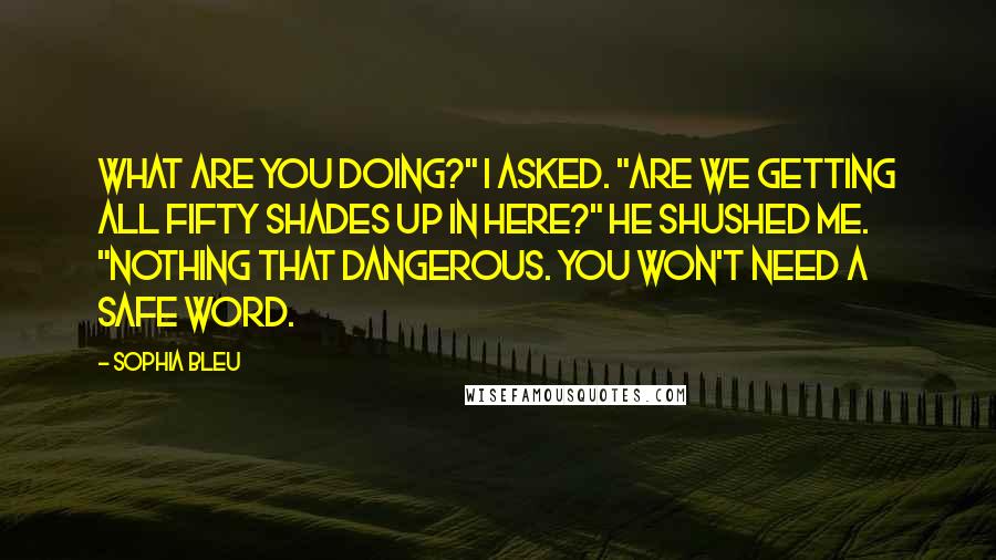 Sophia Bleu Quotes: What are you doing?" I asked. "Are we getting all Fifty Shades up in here?" He shushed me. "Nothing that dangerous. You won't need a safe word.