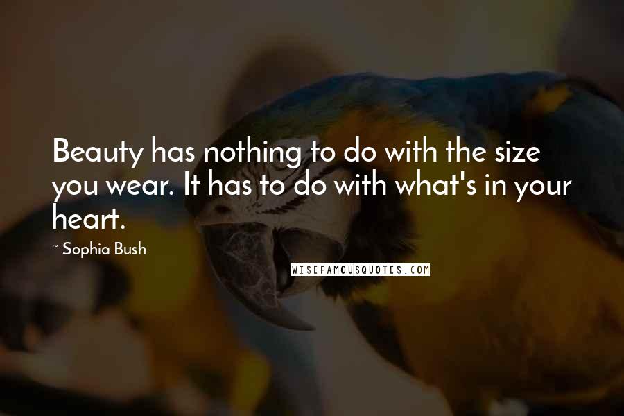 Sophia Bush Quotes: Beauty has nothing to do with the size you wear. It has to do with what's in your heart.