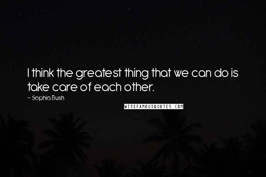 Sophia Bush Quotes: I think the greatest thing that we can do is take care of each other.