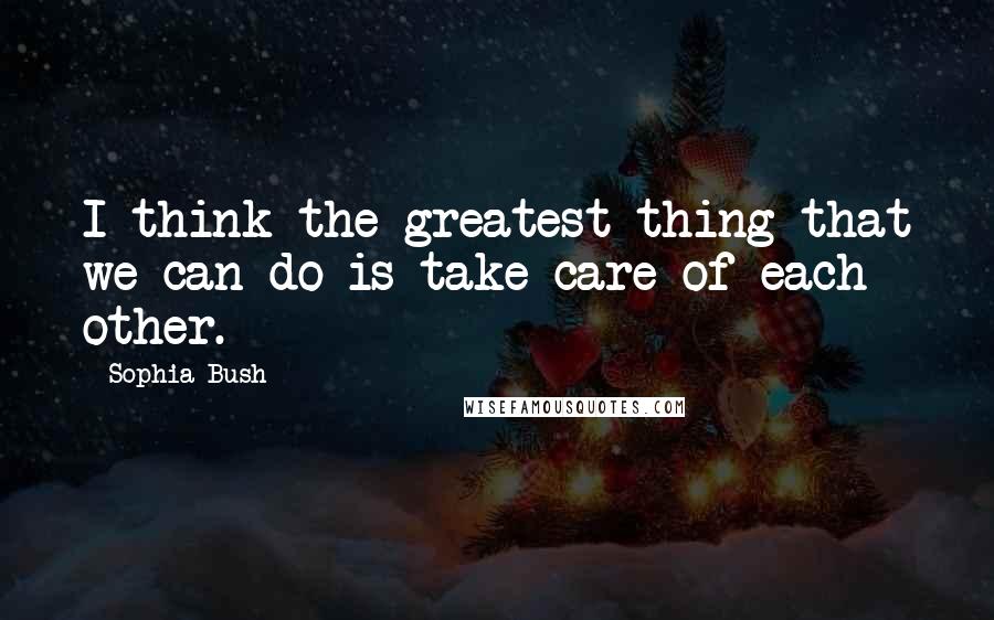 Sophia Bush Quotes: I think the greatest thing that we can do is take care of each other.